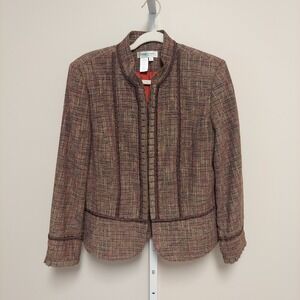 Coldwater Creek Womens Multi Color Tweed Jacket PL Academia Office Textured
